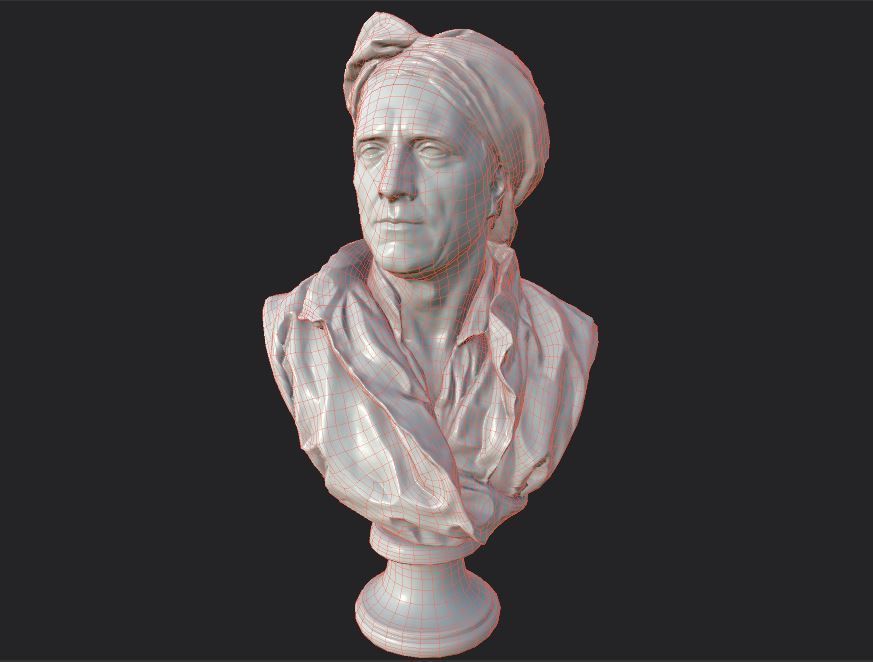 Bust of Nicolas Coustou  Low-poly 3D model_29
