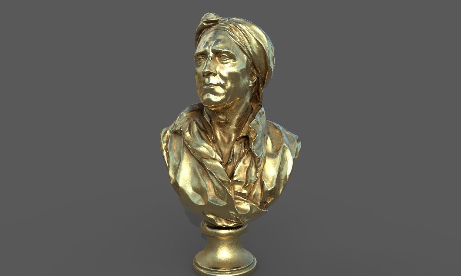 Bust of Nicolas Coustou  Low-poly 3D model_24