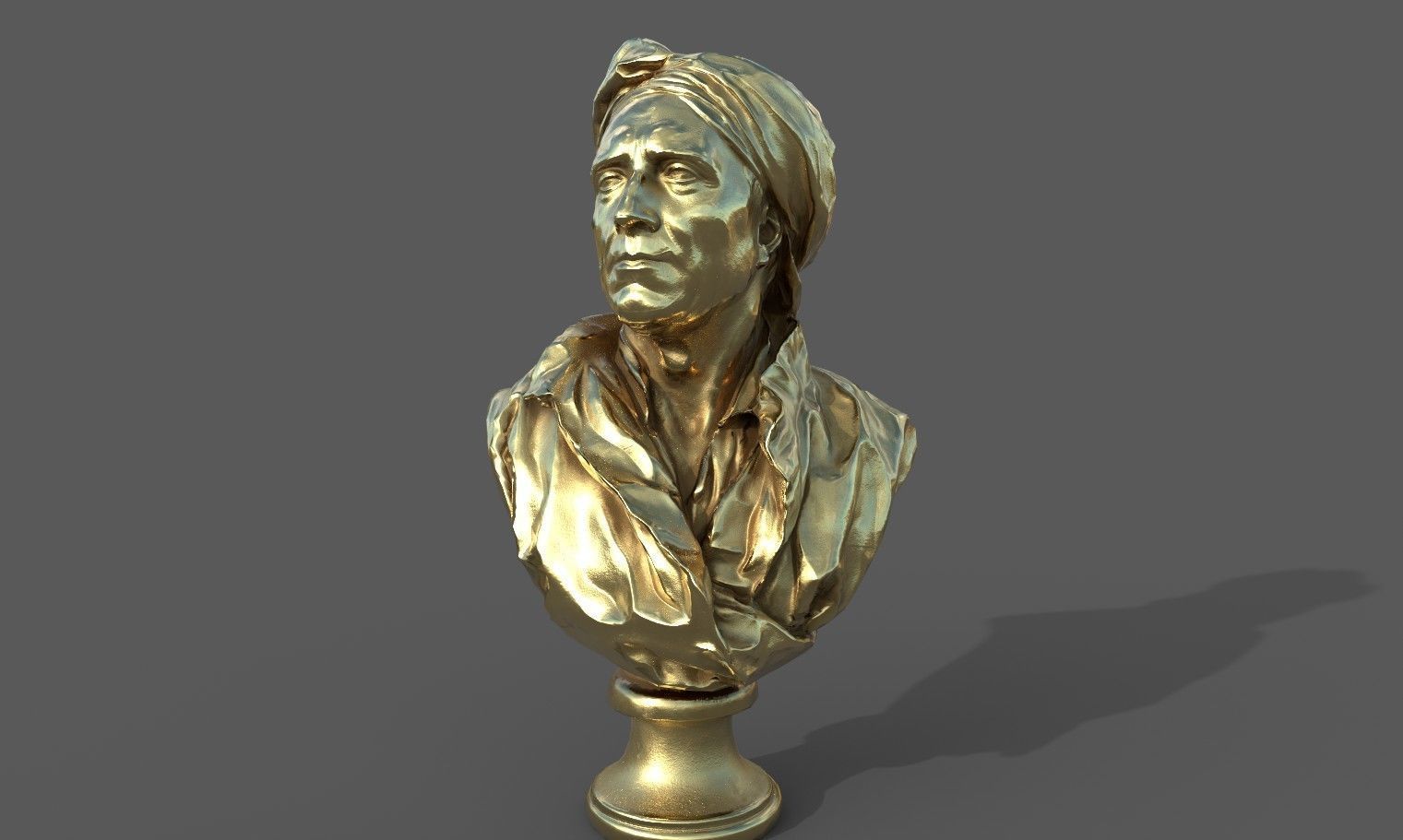 Bust of Nicolas Coustou  Low-poly 3D model_23