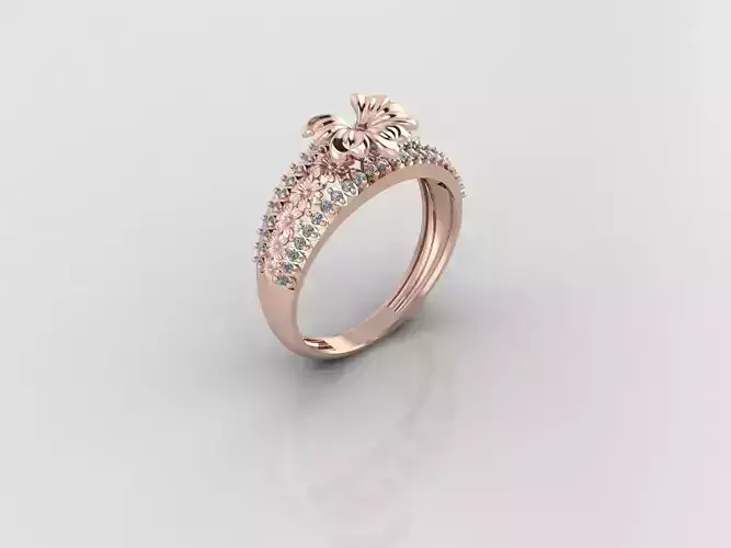 Women Ring Fancy Rings With Stone STL 3DM Render Printable