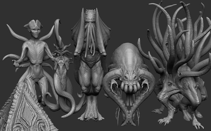 Lovecraftian Chess pieces 3D print model