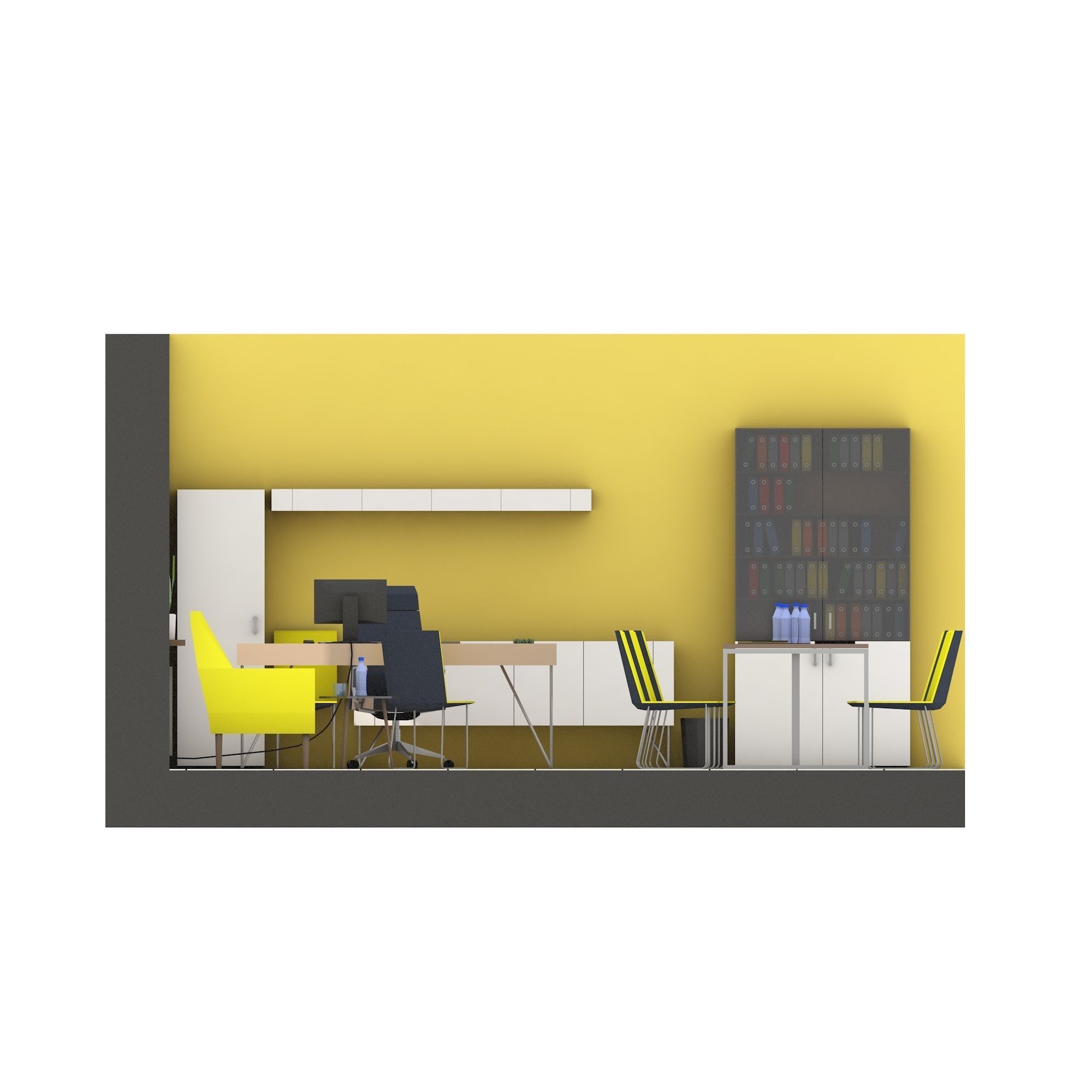 Modern office interior low-poly 3D model Low-poly 3D model_3
