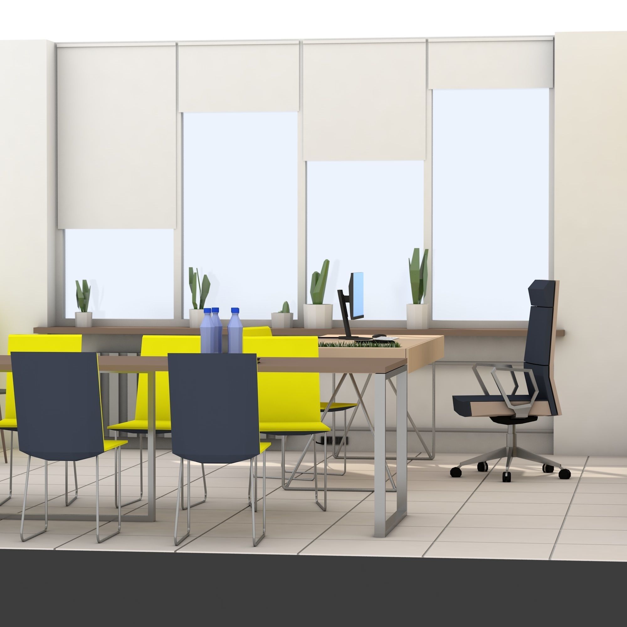 Modern office interior low-poly 3D model Low-poly 3D model_8