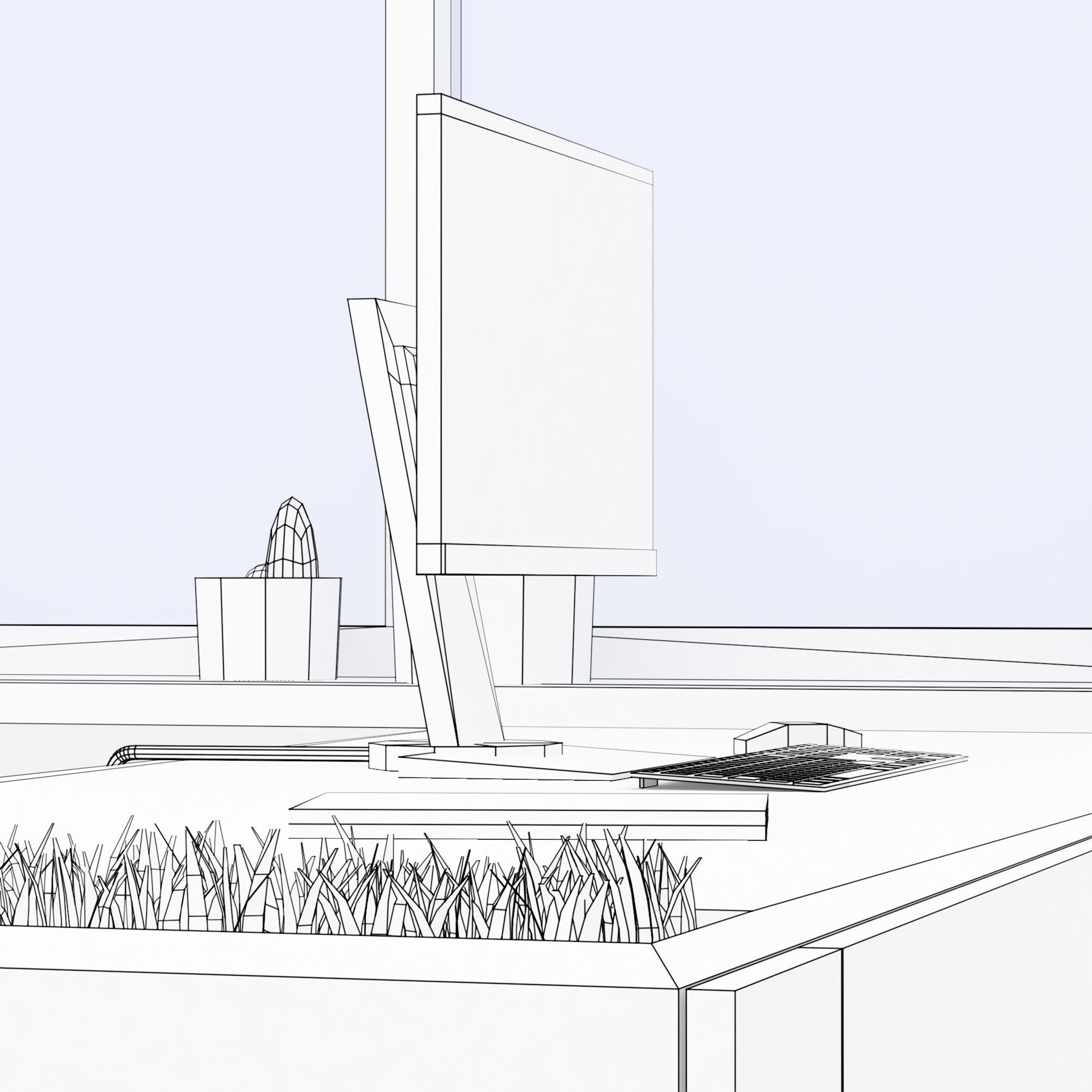 Modern office interior low-poly 3D model Low-poly 3D model_12