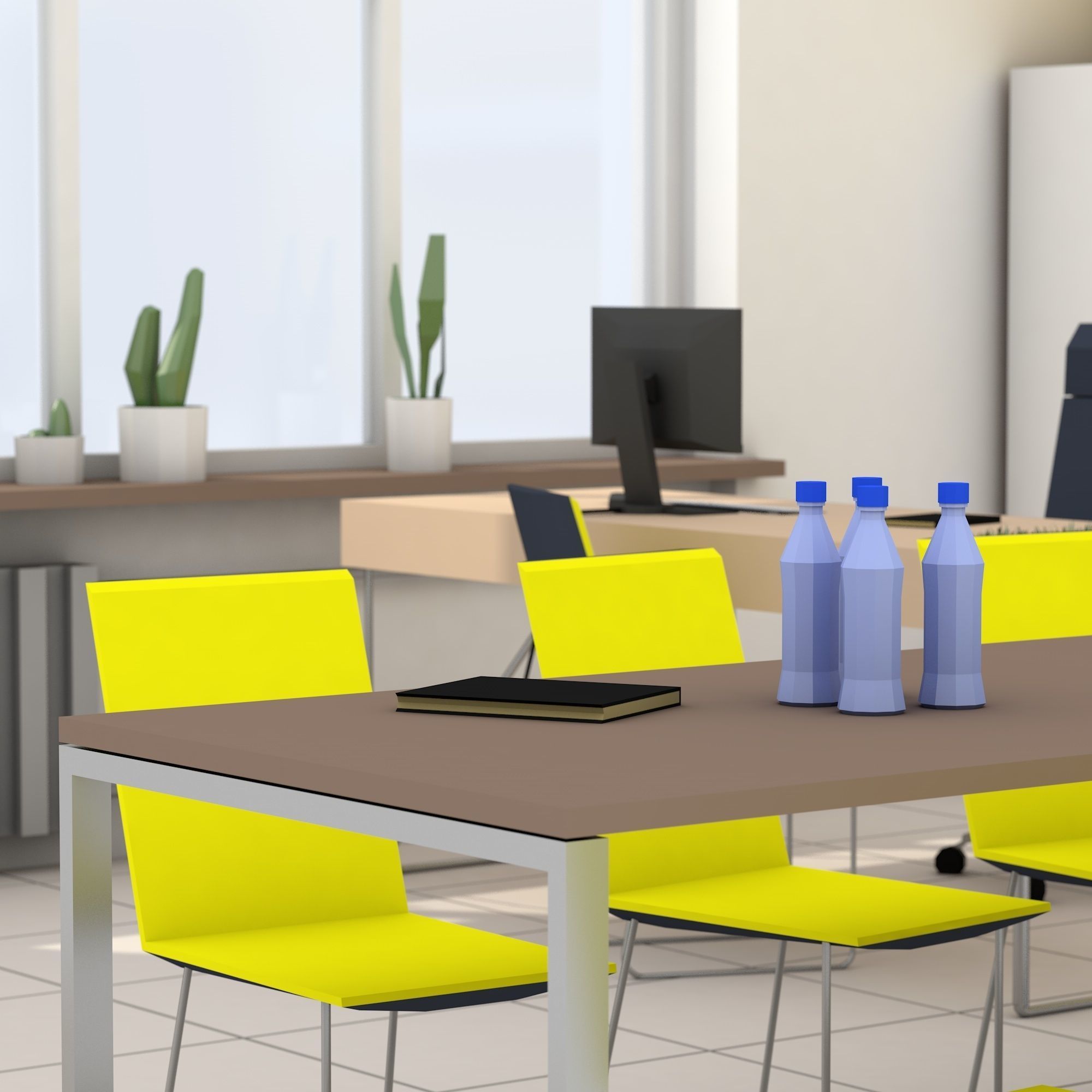 Modern office interior low-poly 3D model Low-poly 3D model_6