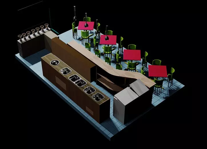 Barra cevichera - food bar Low-poly 3D model_0