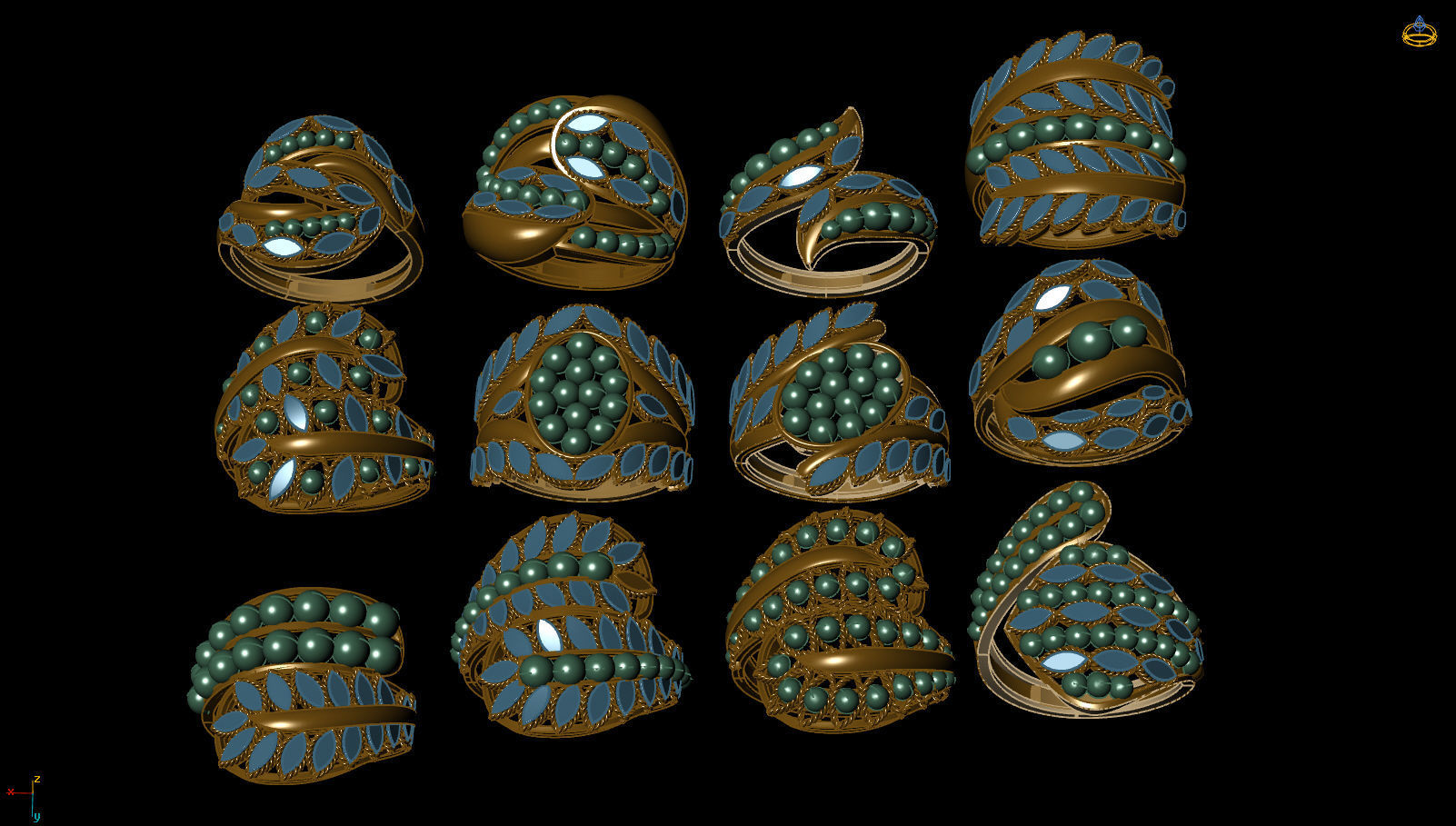  ring gold  3D print model_12