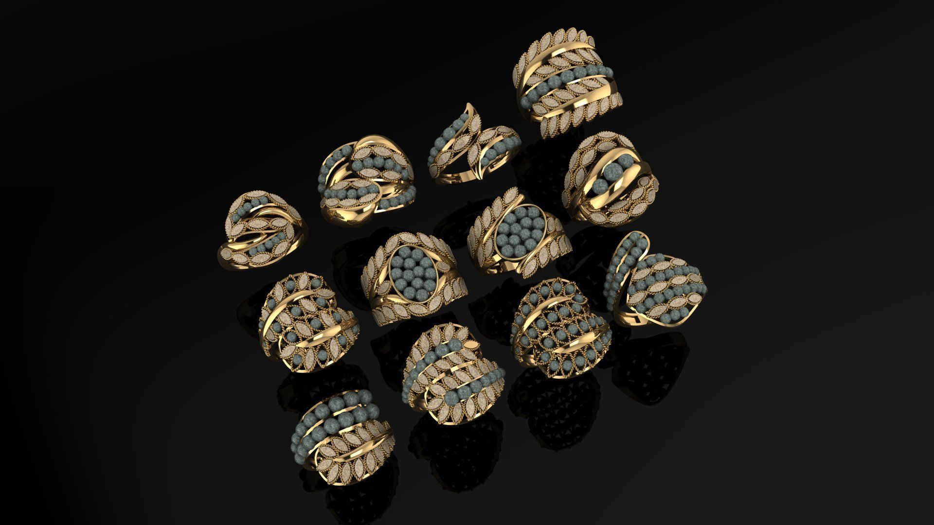  ring gold  3D print model_9