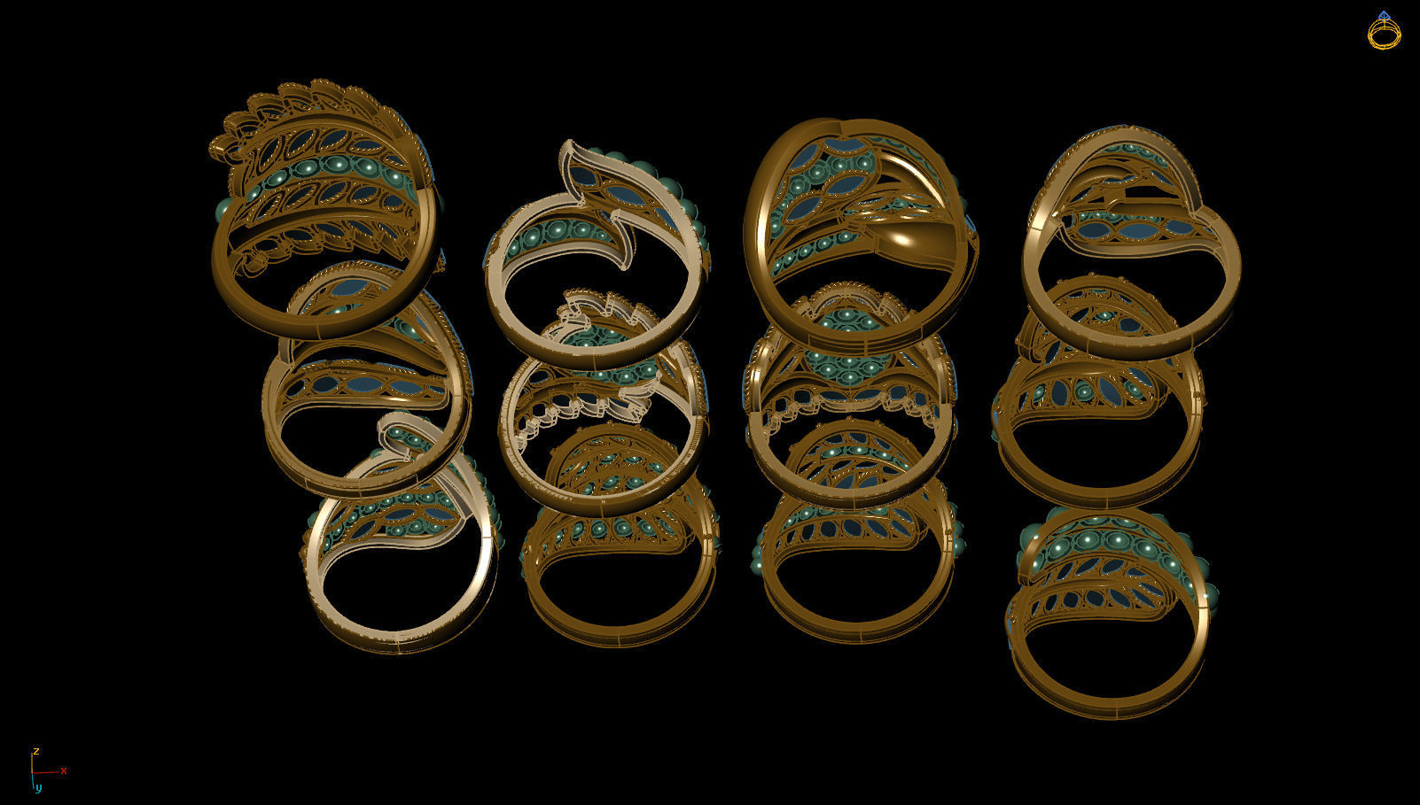  ring gold  3D print model_11