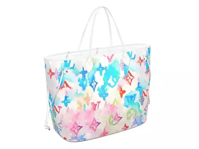 Louis Vuitton Neverfull GM White Watercolor Low-poly 3D model