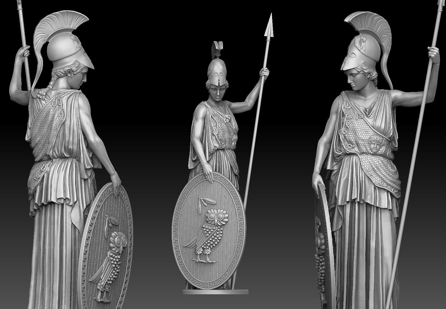 Athena goddess 3D print model_7