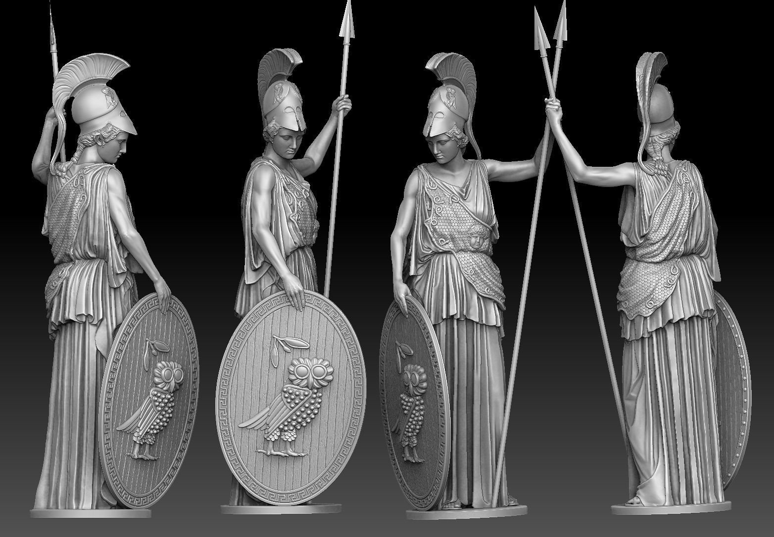 Athena goddess 3D print model_17