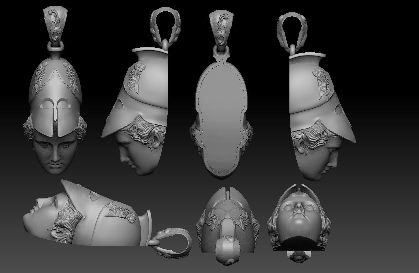 athena goddess pendant 3D print model_4