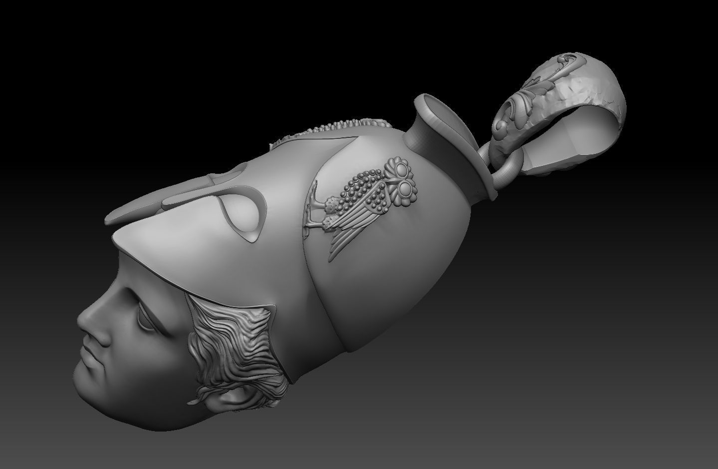 athena goddess pendant 3D print model_8