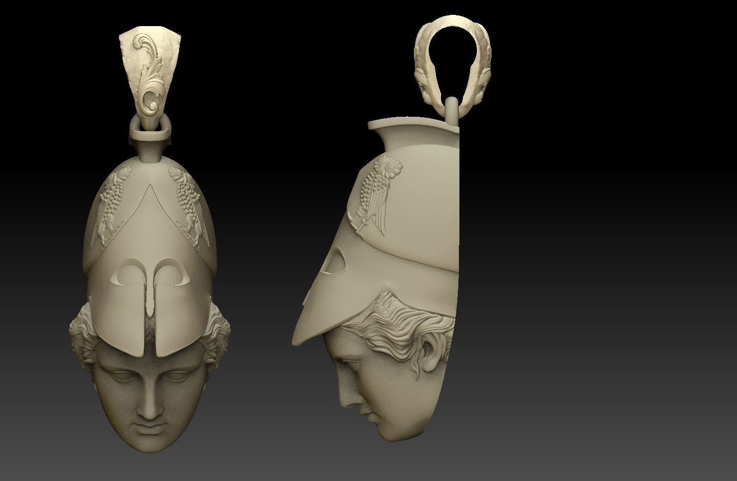 athena goddess pendant 3D print model_2