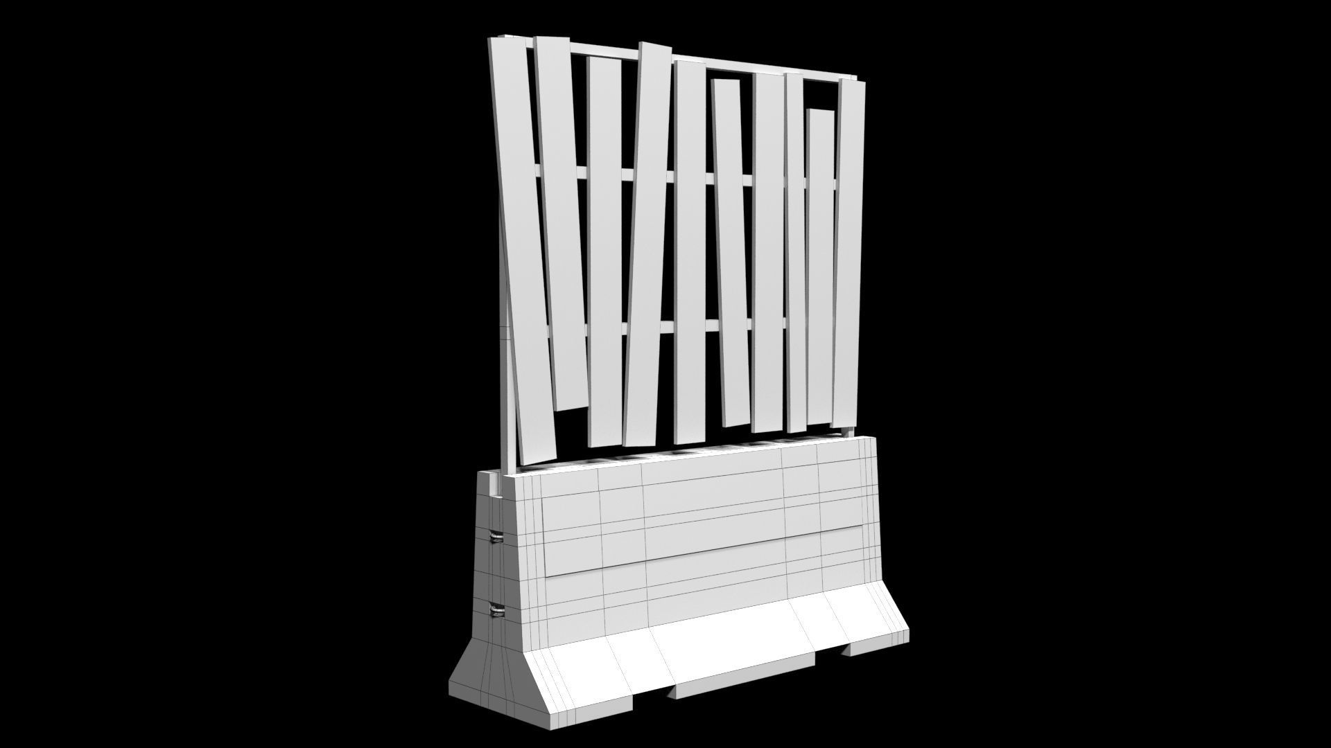 Concrete Barrier Low-poly 3D model_6