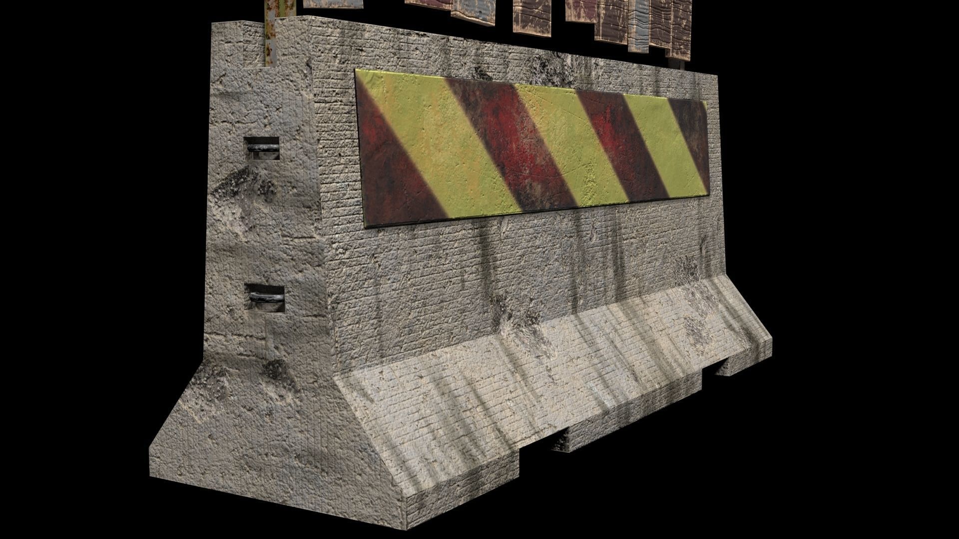 Concrete Barrier Low-poly 3D model_3