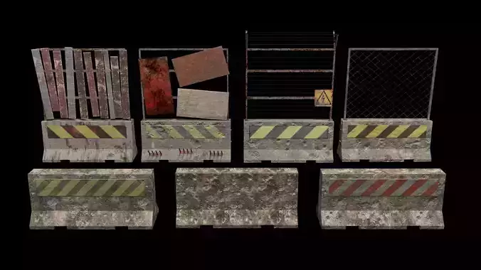 Concrete Barriers 3D Model Collection