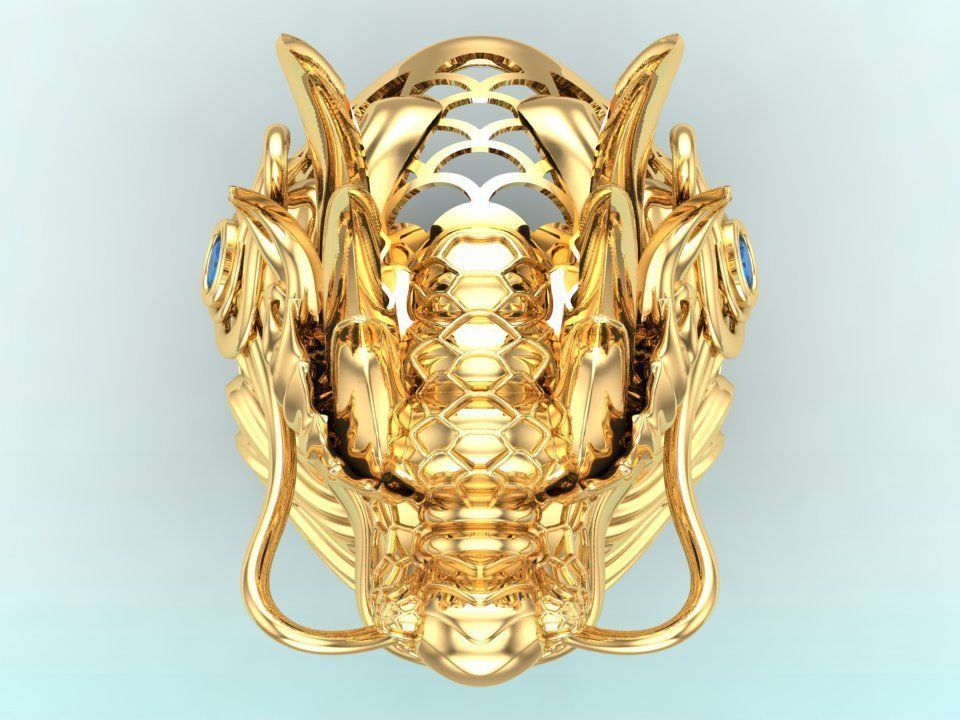 Dragon Ring - Dragon Head Ring - Mens Ring - N442 3D print model_3