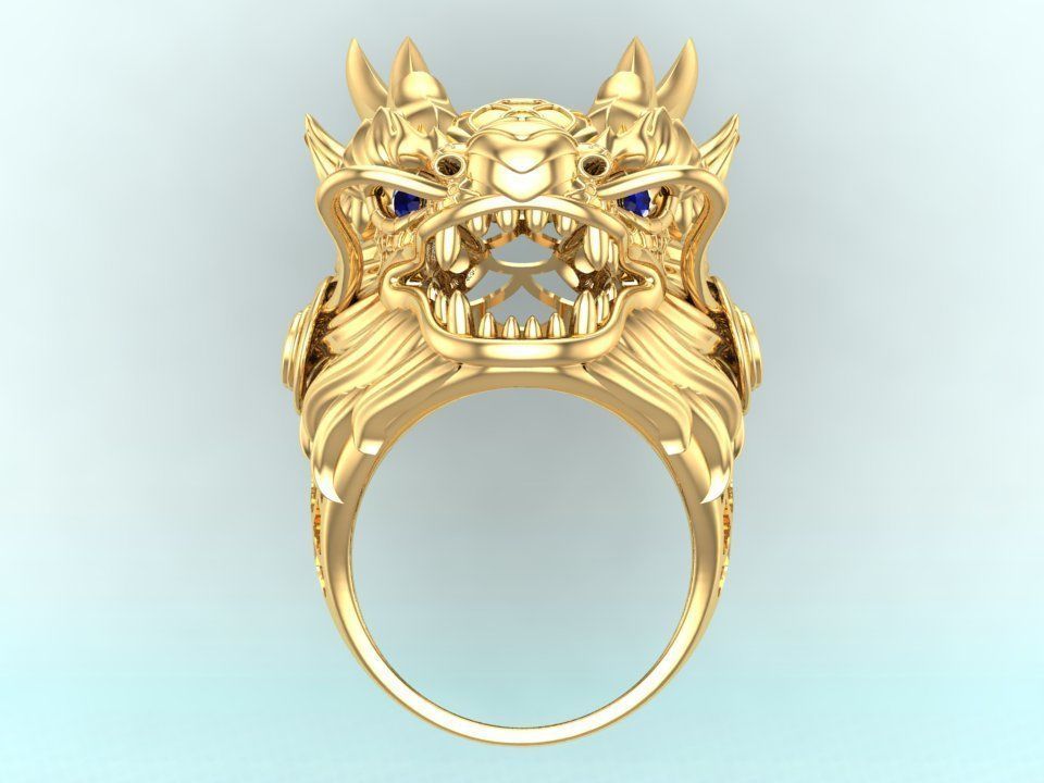 Dragon Ring - Dragon Head Ring - Mens Ring - N442 3D print model_4
