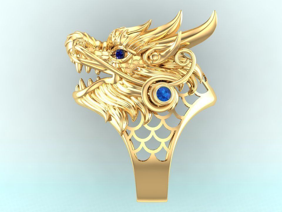 Dragon Ring - Dragon Head Ring - Mens Ring - N442 3D print model_2