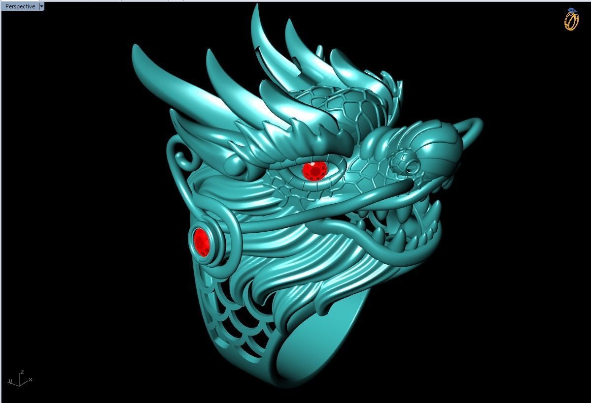 Dragon Ring - Dragon Head Ring - Mens Ring - N442 3D print model_5