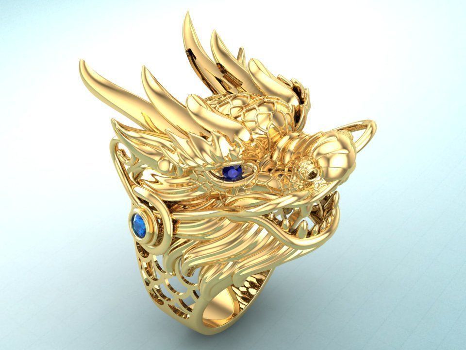 Dragon Ring - Dragon Head Ring - Mens Ring - N442 3D print model_1