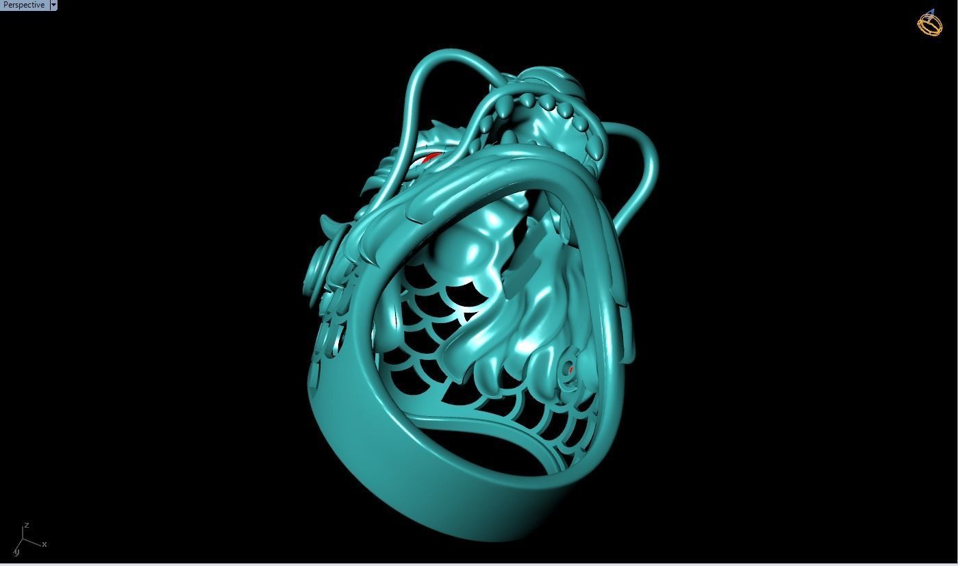 Dragon Ring - Dragon Head Ring - Mens Ring - N442 3D print model_8