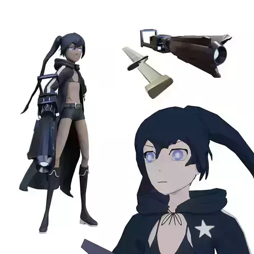 Black Rock Shooter-Anime Character Rigged  Low-poly 3D model