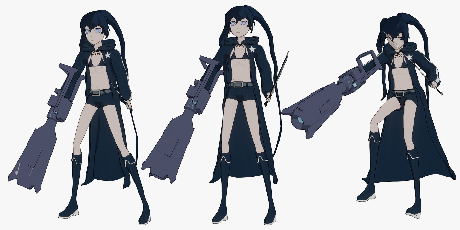 Black Rock Shooter-Anime Character Rigged  Low-poly 3D model_6