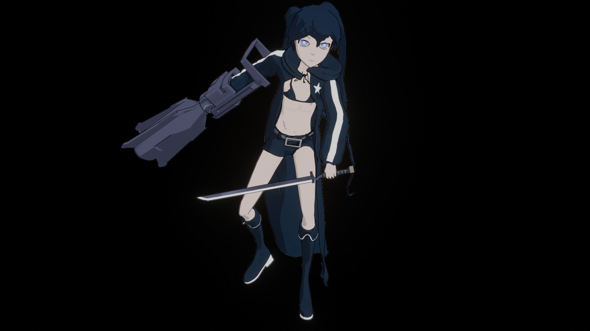 Black Rock Shooter-Anime Character Rigged  Low-poly 3D model_71