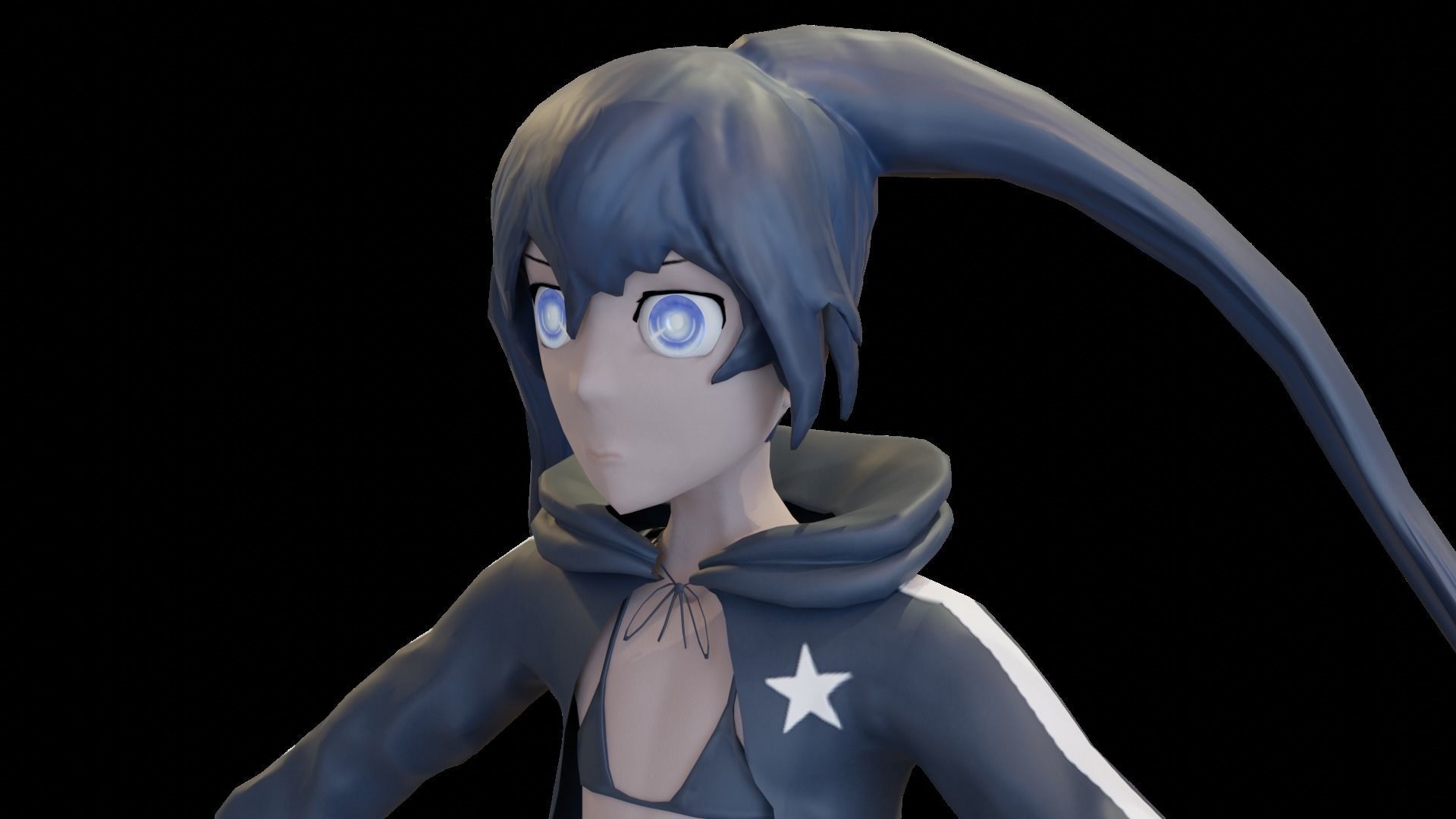 Black Rock Shooter-Anime Character Rigged  Low-poly 3D model_32