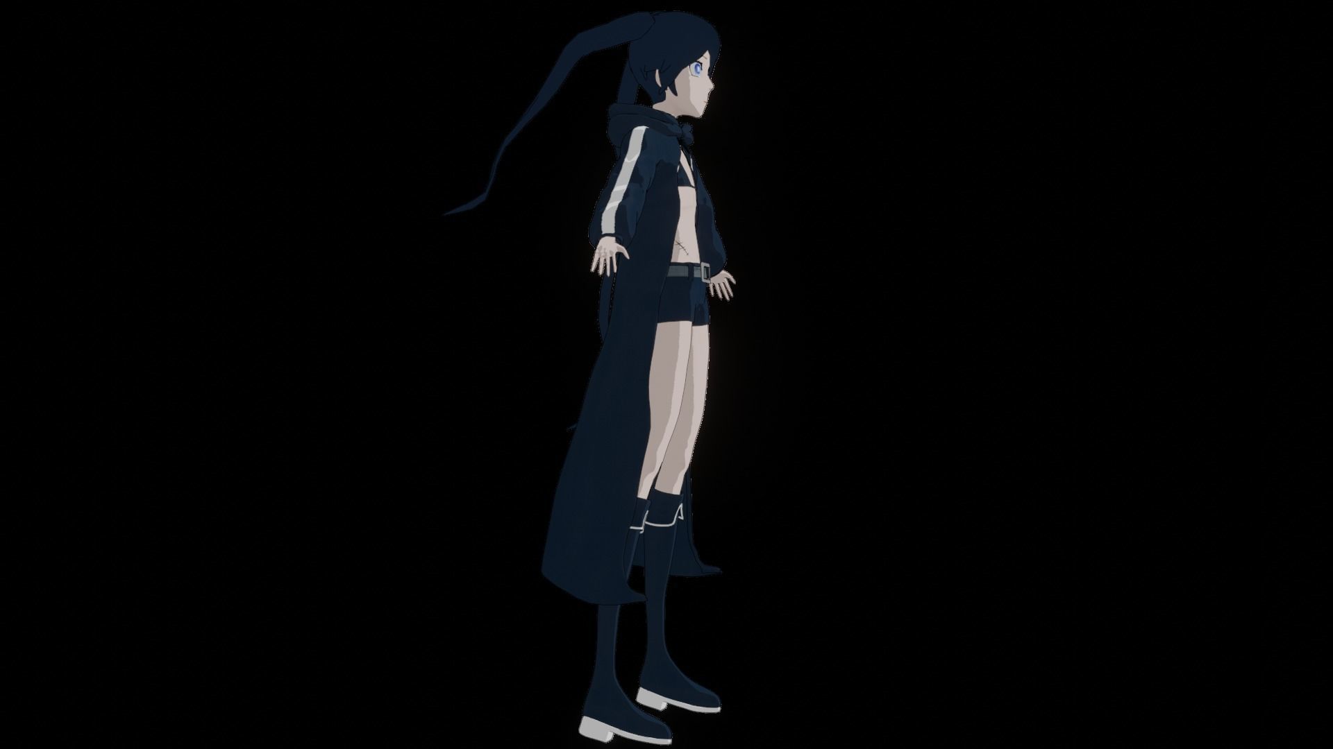 Black Rock Shooter-Anime Character Rigged  Low-poly 3D model_60