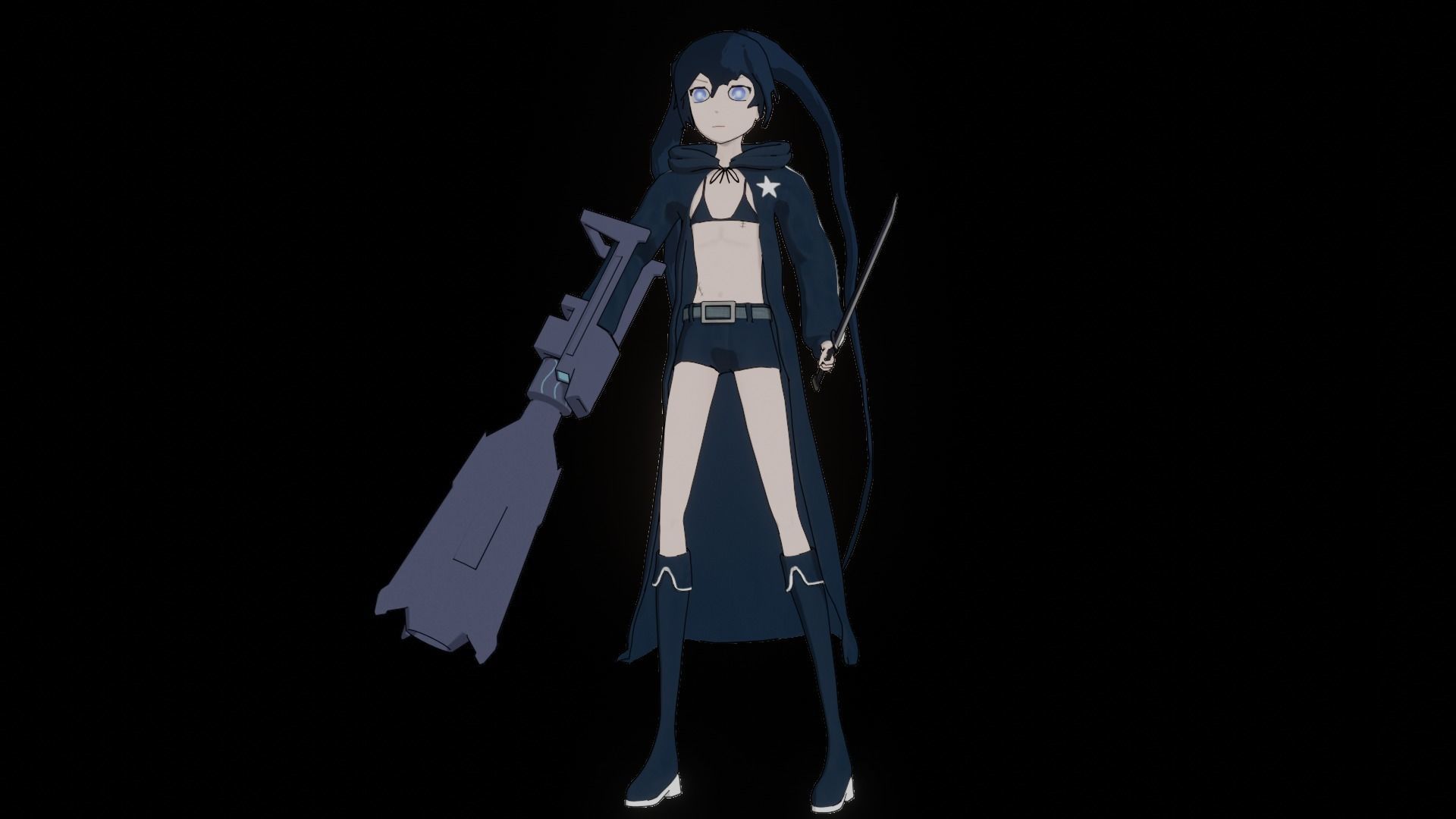 Black Rock Shooter-Anime Character Rigged  Low-poly 3D model_68