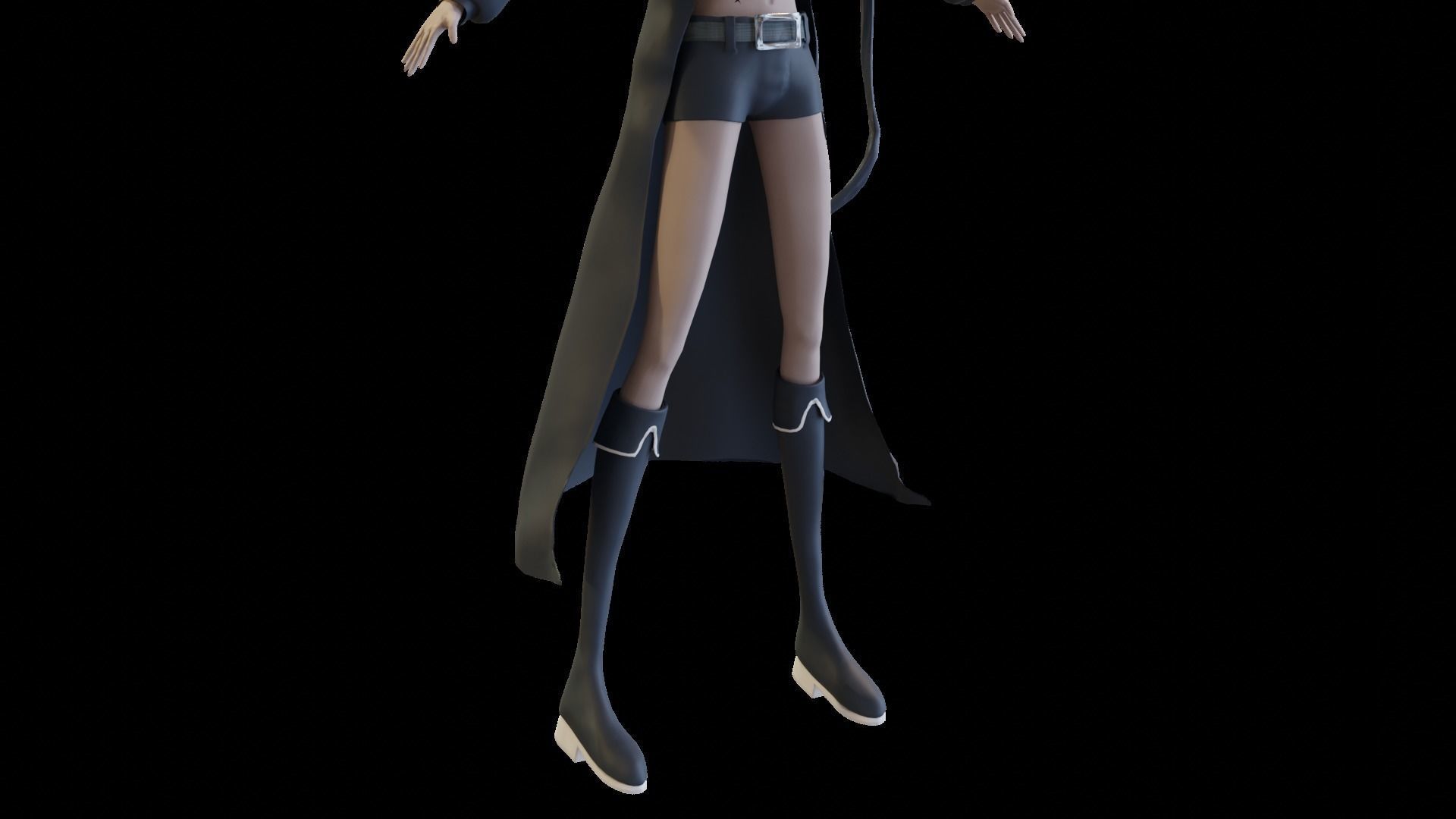 Black Rock Shooter-Anime Character Rigged  Low-poly 3D model_29