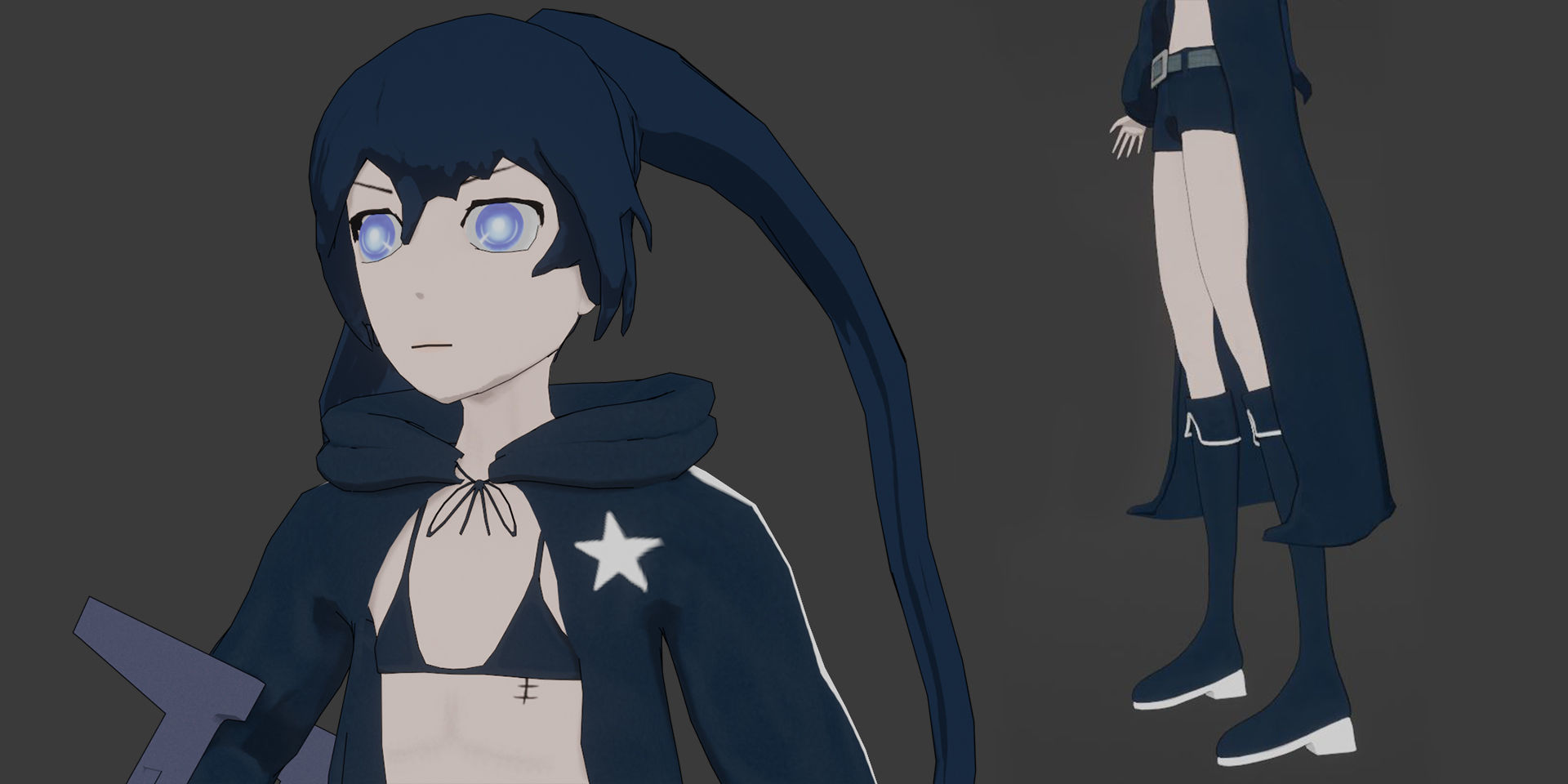 Black Rock Shooter-Anime Character Rigged  Low-poly 3D model_10