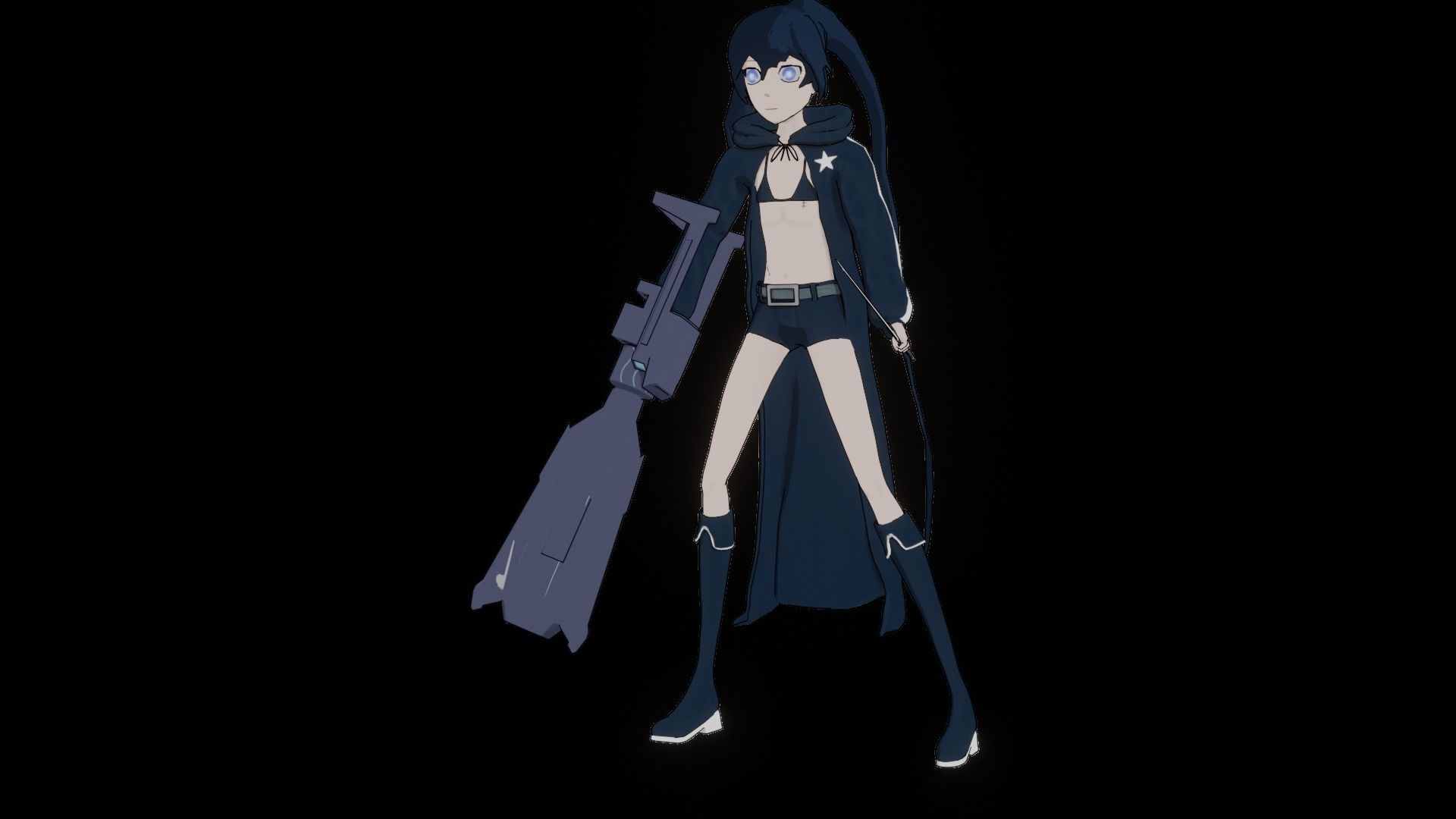 Black Rock Shooter-Anime Character Rigged  Low-poly 3D model_61