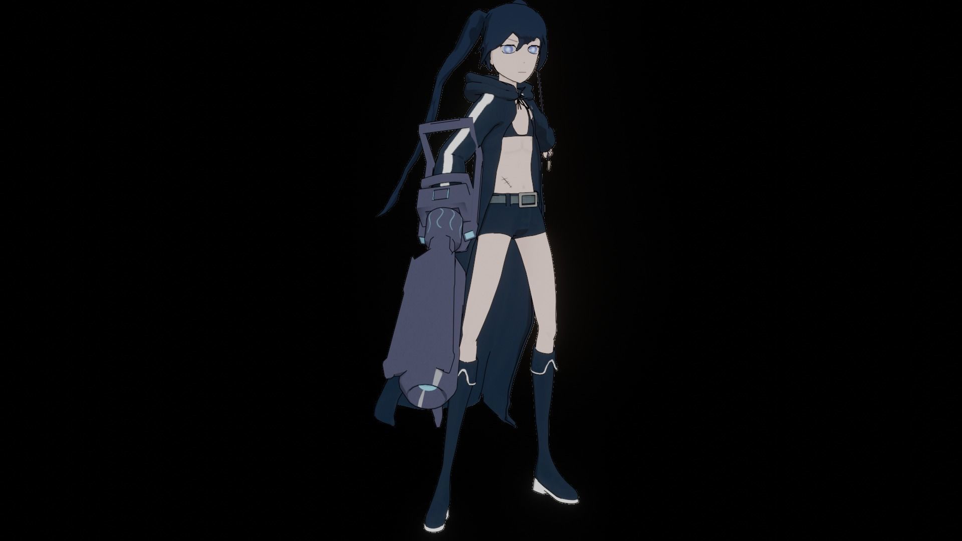 Black Rock Shooter-Anime Character Rigged  Low-poly 3D model_73