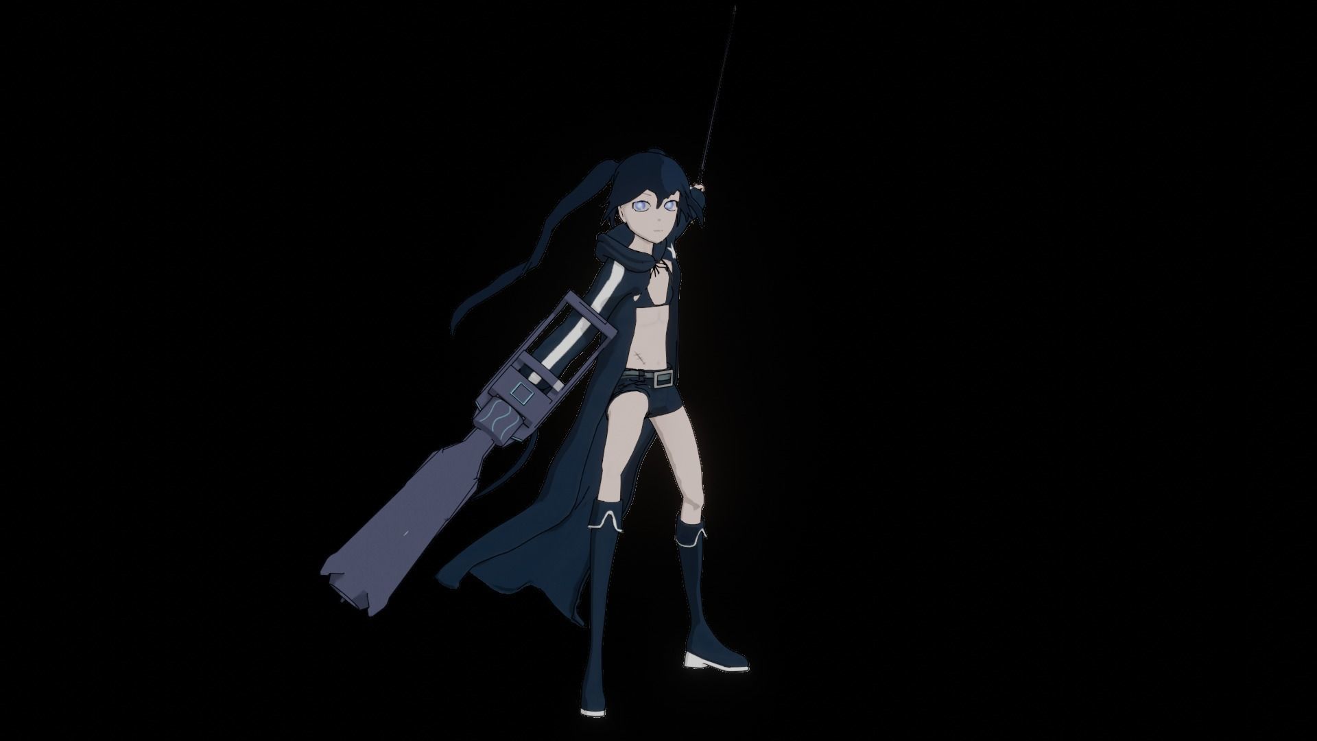 Black Rock Shooter-Anime Character Rigged  Low-poly 3D model_74