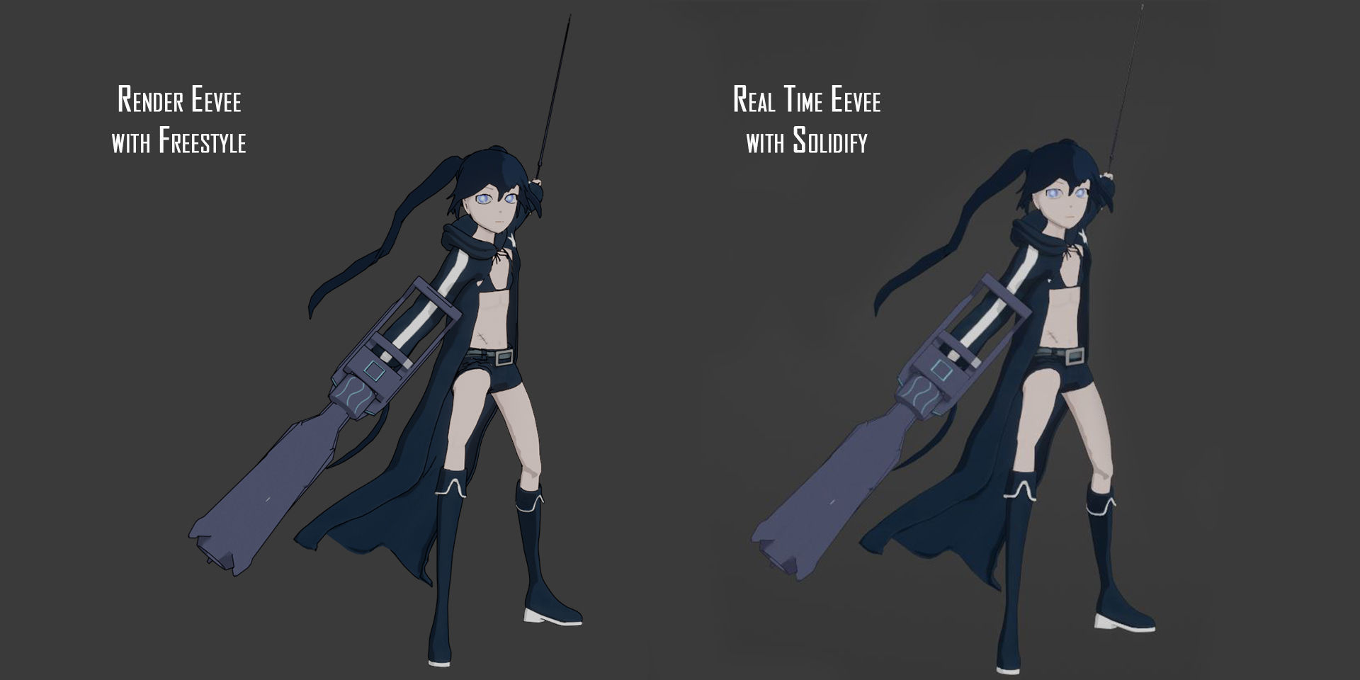 Black Rock Shooter-Anime Character Rigged  Low-poly 3D model_9
