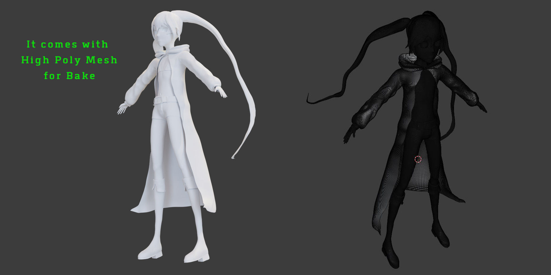 Black Rock Shooter-Anime Character Rigged  Low-poly 3D model_3