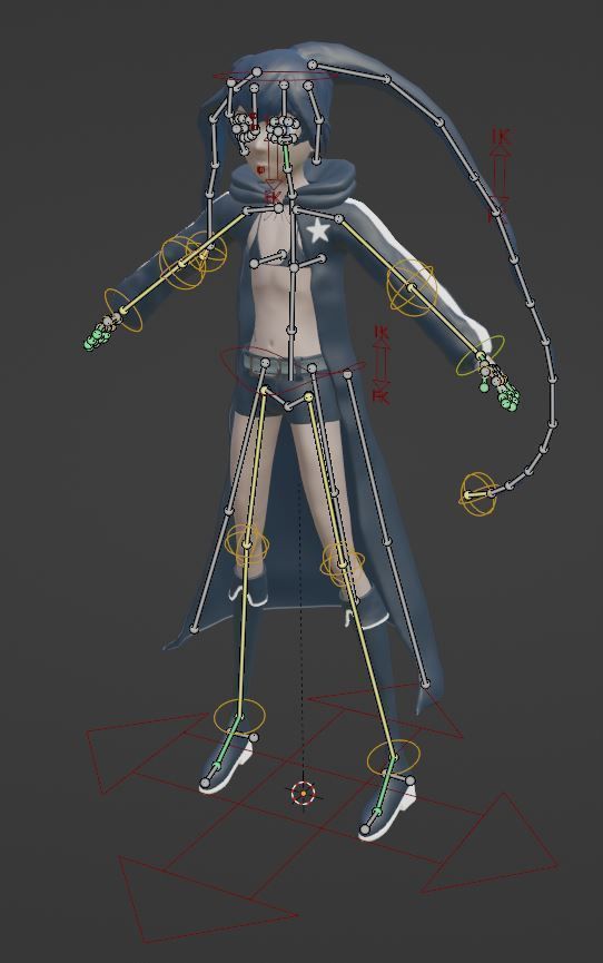 Black Rock Shooter-Anime Character Rigged  Low-poly 3D model_24
