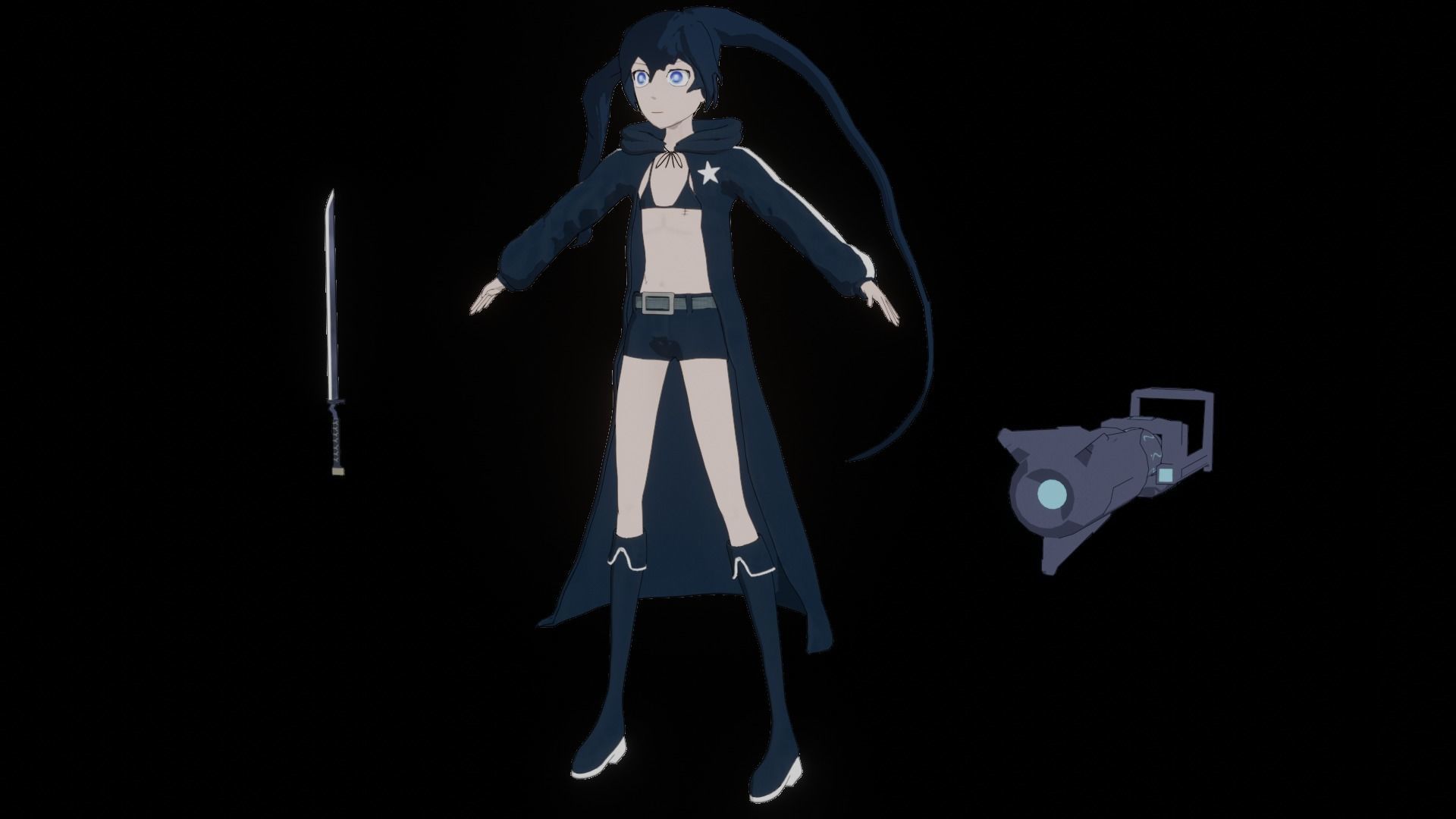 Black Rock Shooter-Anime Character Rigged  Low-poly 3D model_53