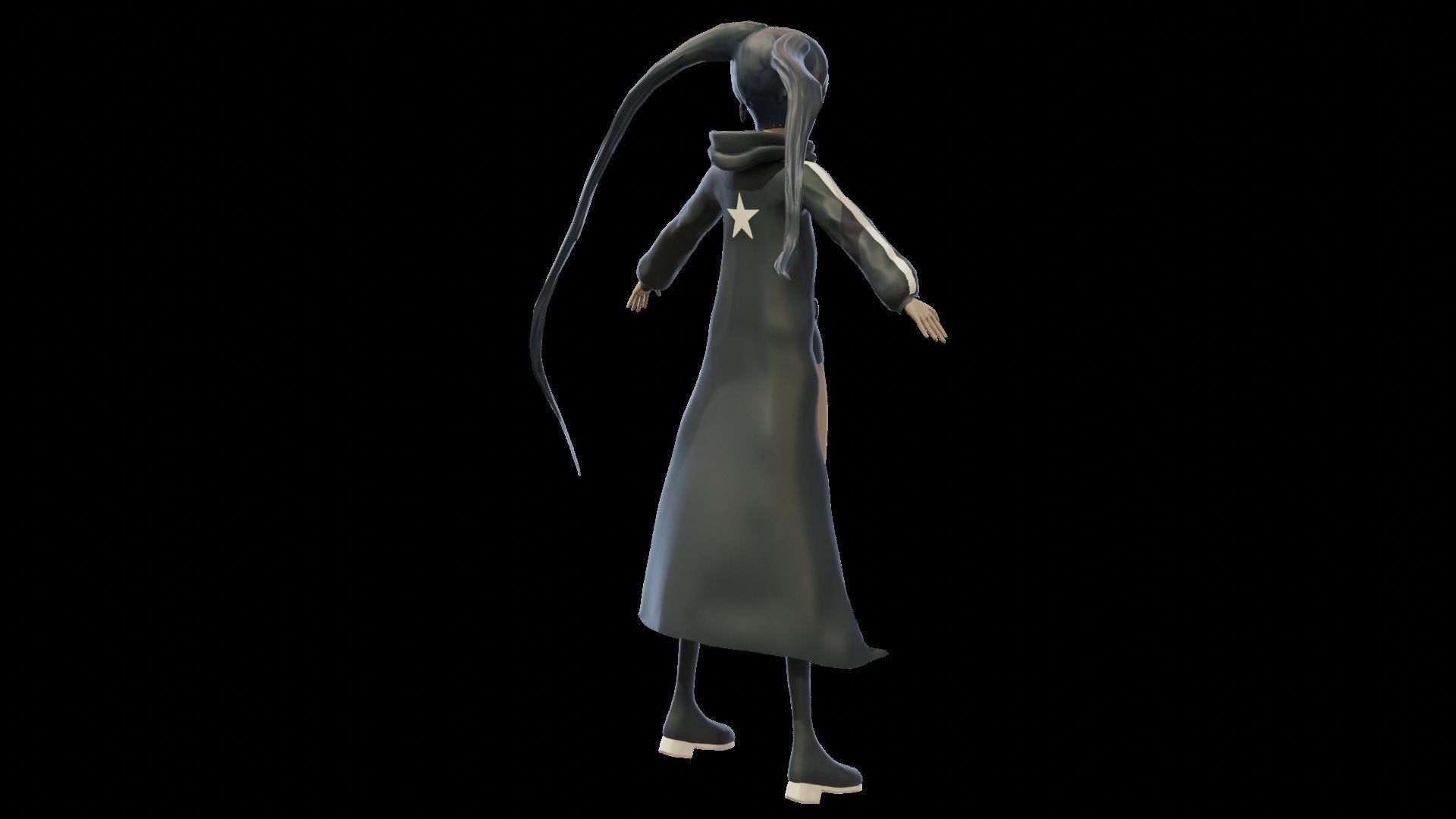 Black Rock Shooter-Anime Character Rigged  Low-poly 3D model_31