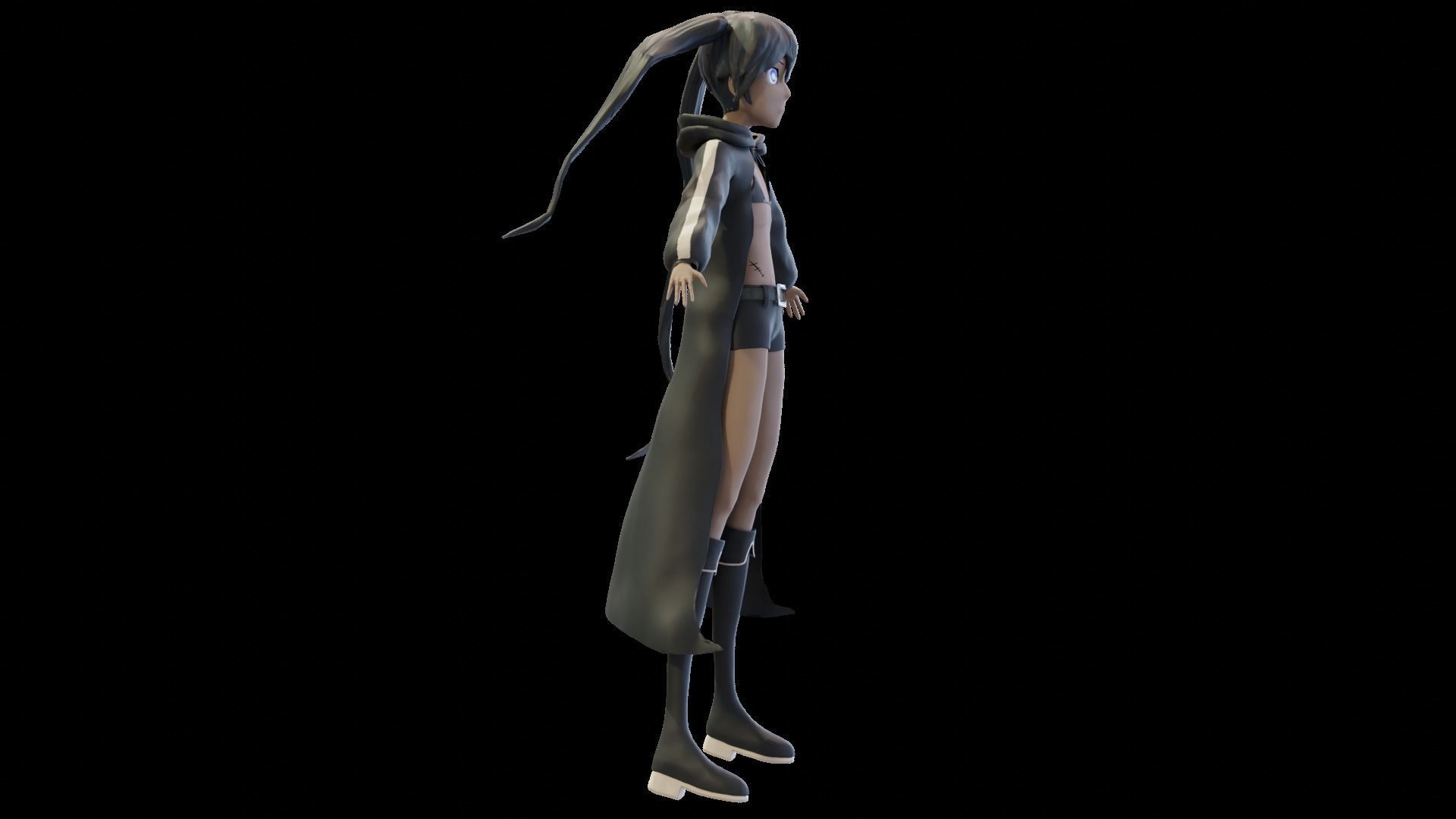 Black Rock Shooter-Anime Character Rigged  Low-poly 3D model_34