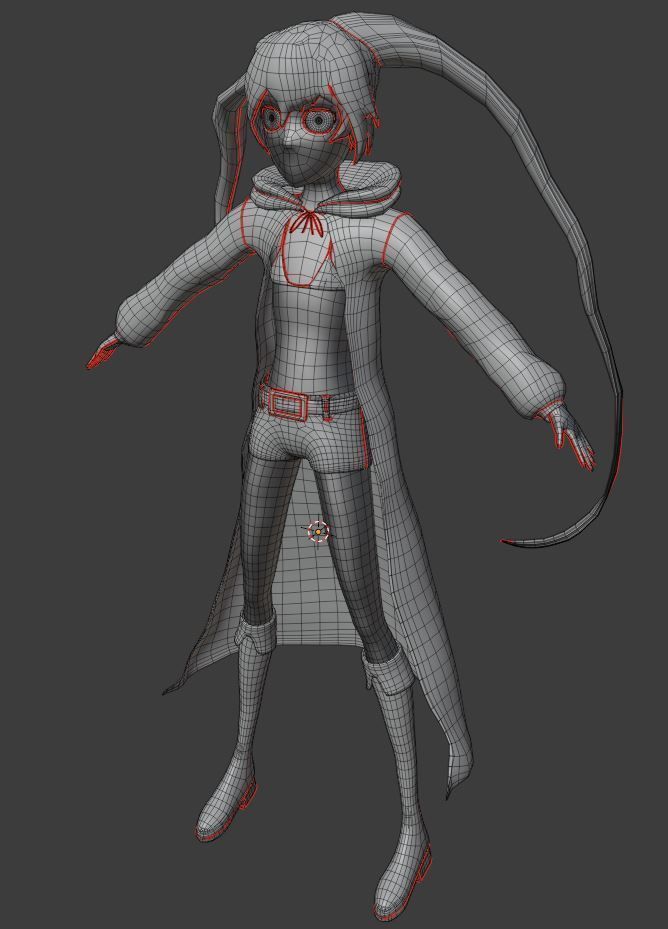 Black Rock Shooter-Anime Character Rigged  Low-poly 3D model_48