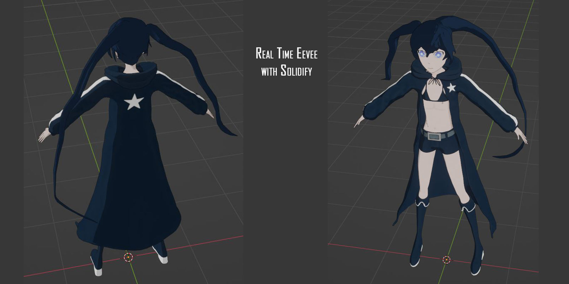 Black Rock Shooter-Anime Character Rigged  Low-poly 3D model_14