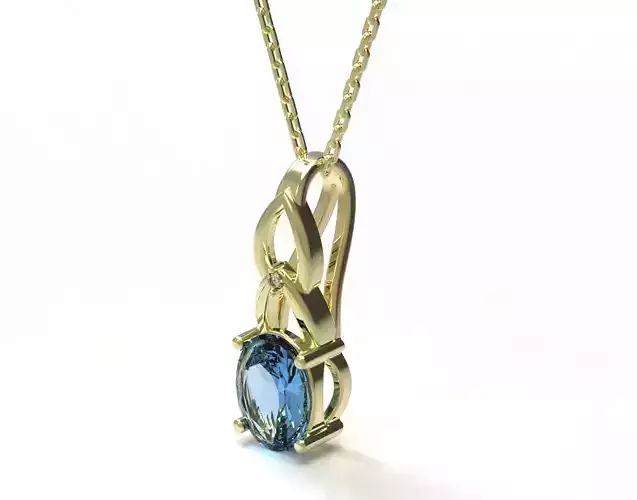 Pendant oval sapphire gold