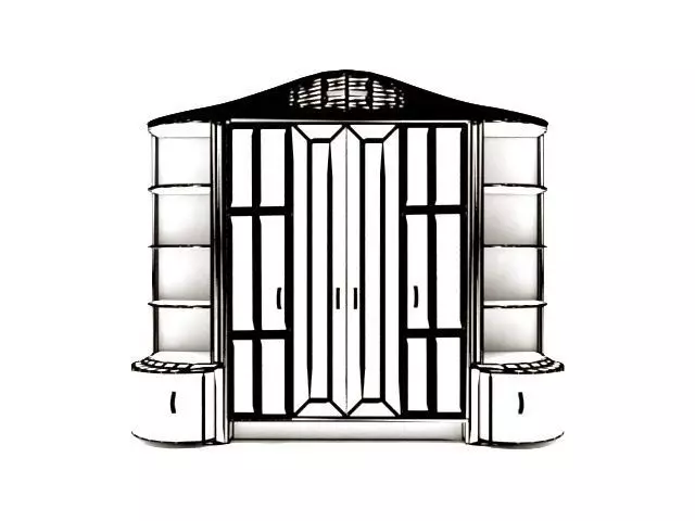 Cupboard wardrobe with doors and drawers 3D print model_0