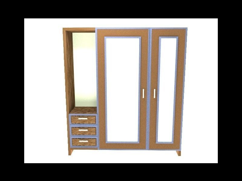 Cupboard wardrobe with doors and drawers 3D print model_1